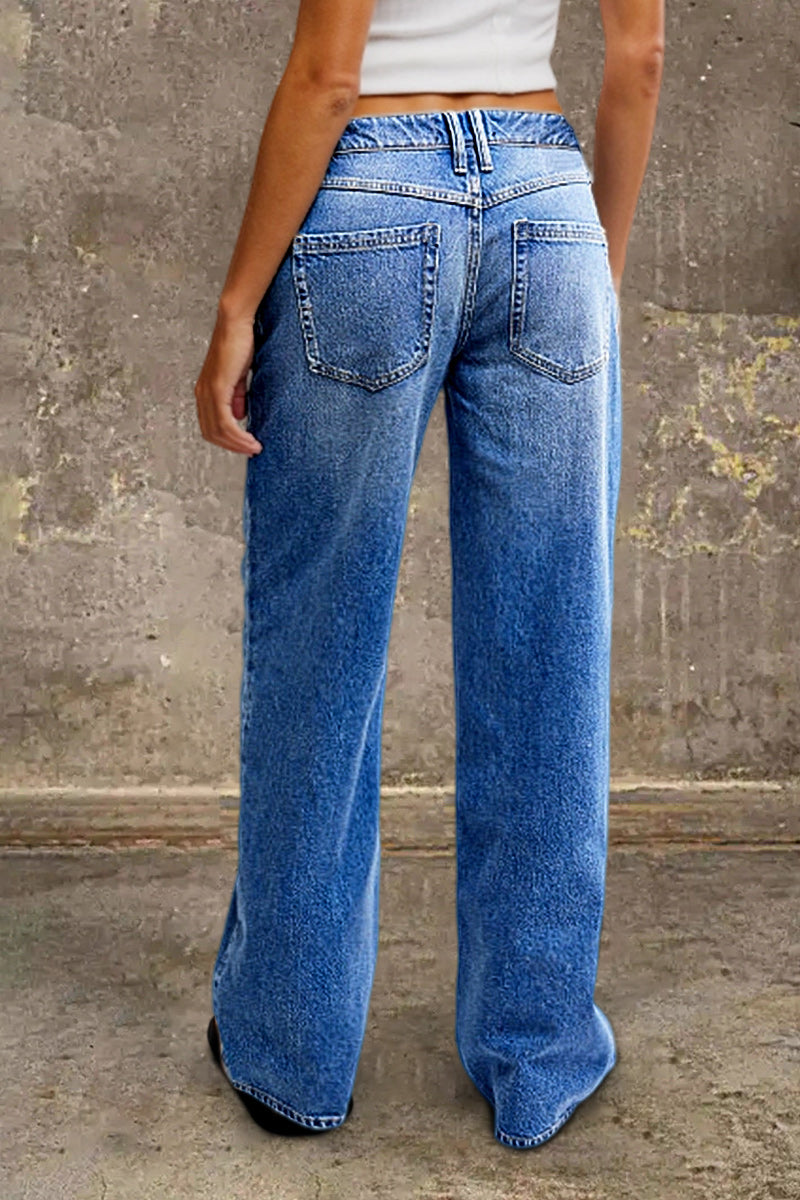 Denvara | Straight Leg Mid Rise Jeans