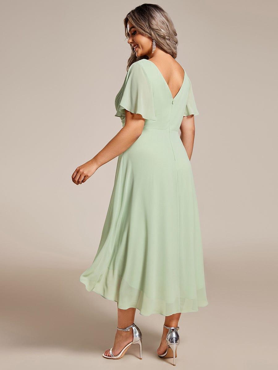 pretty FAYE|Plus Size V-Neck High-Low Chiffon Wedding Guest Dress