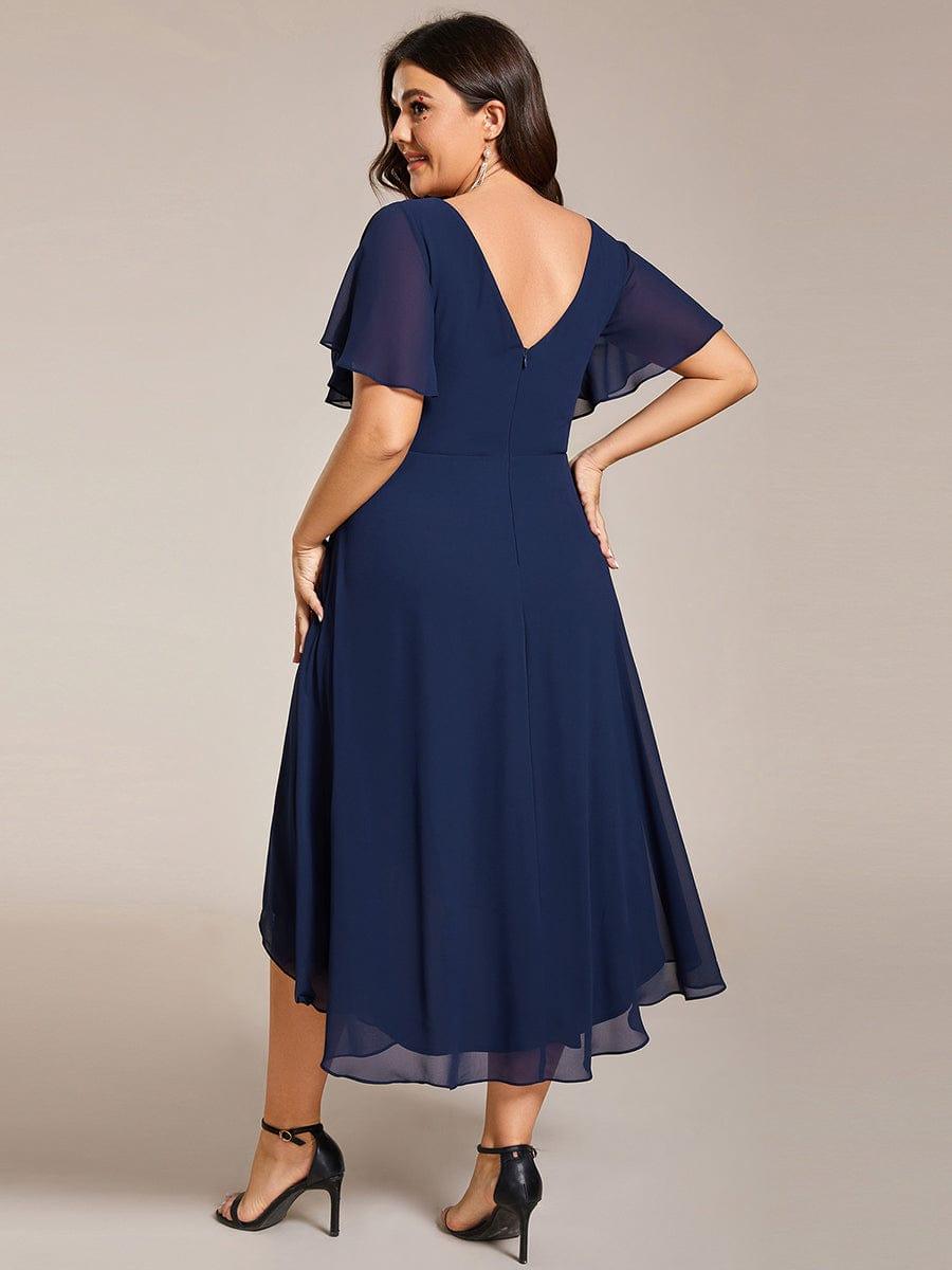 pretty FAYE|Plus Size V-Neck High-Low Chiffon Wedding Guest Dress