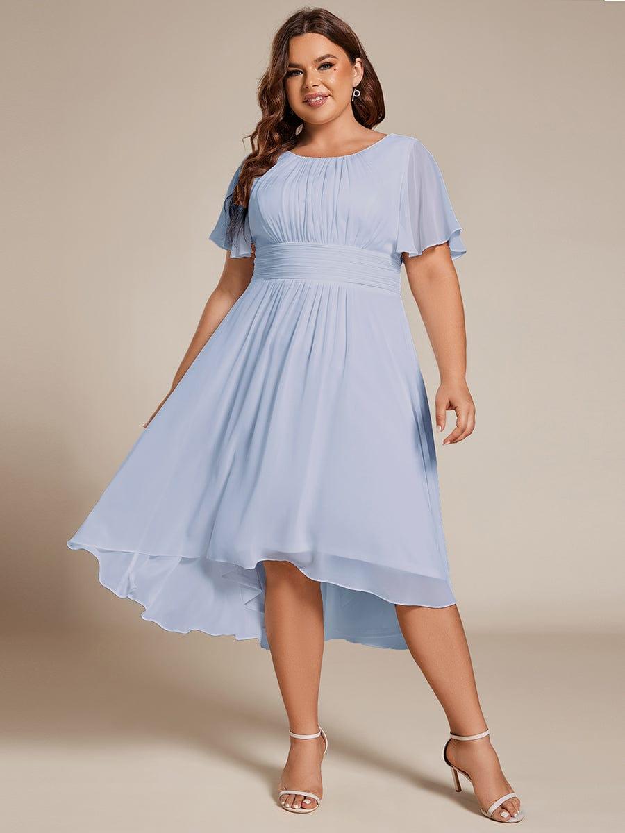 pretty EDEN|Plus Size Chiffon Round Neckline A-Line Midi Wedding Guest Dress