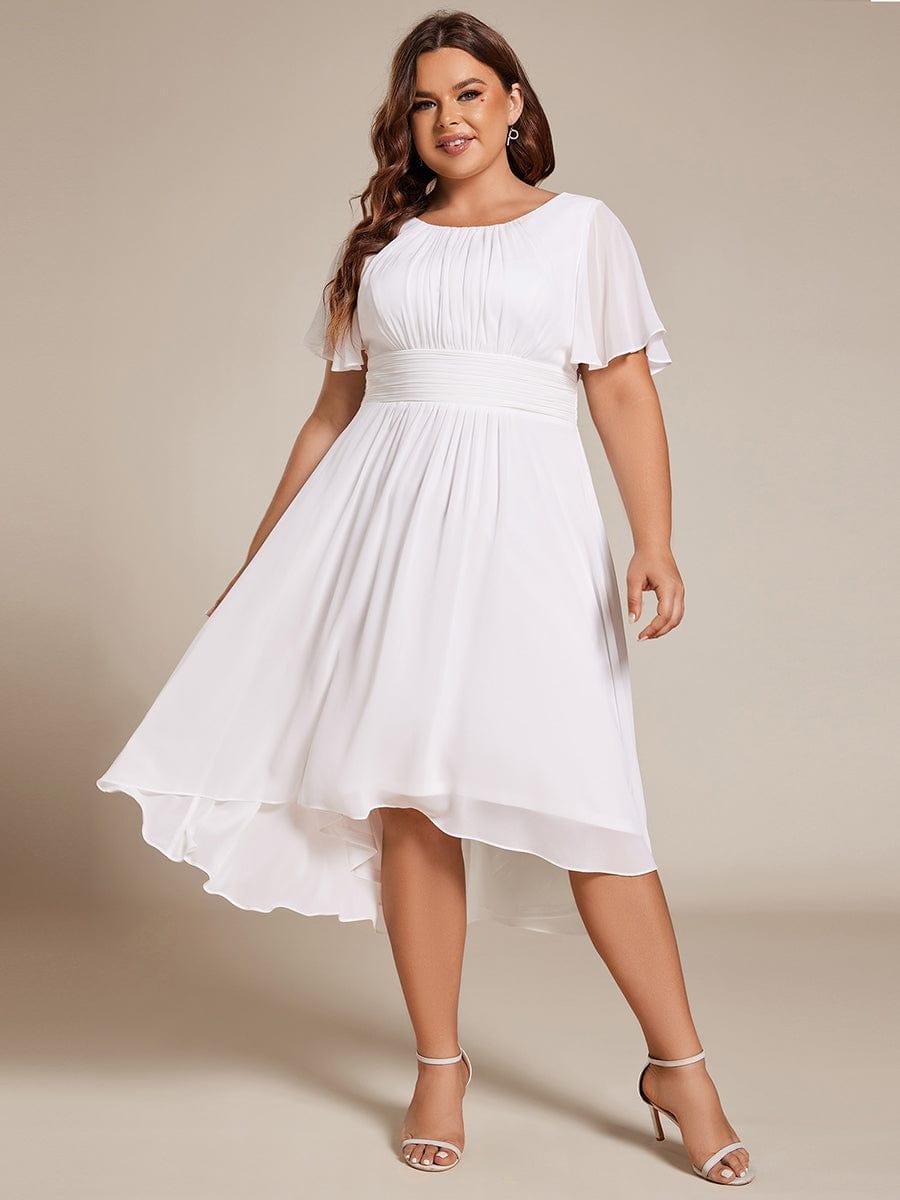 pretty EDEN|Plus Size Chiffon Round Neckline A-Line Midi Wedding Guest Dress