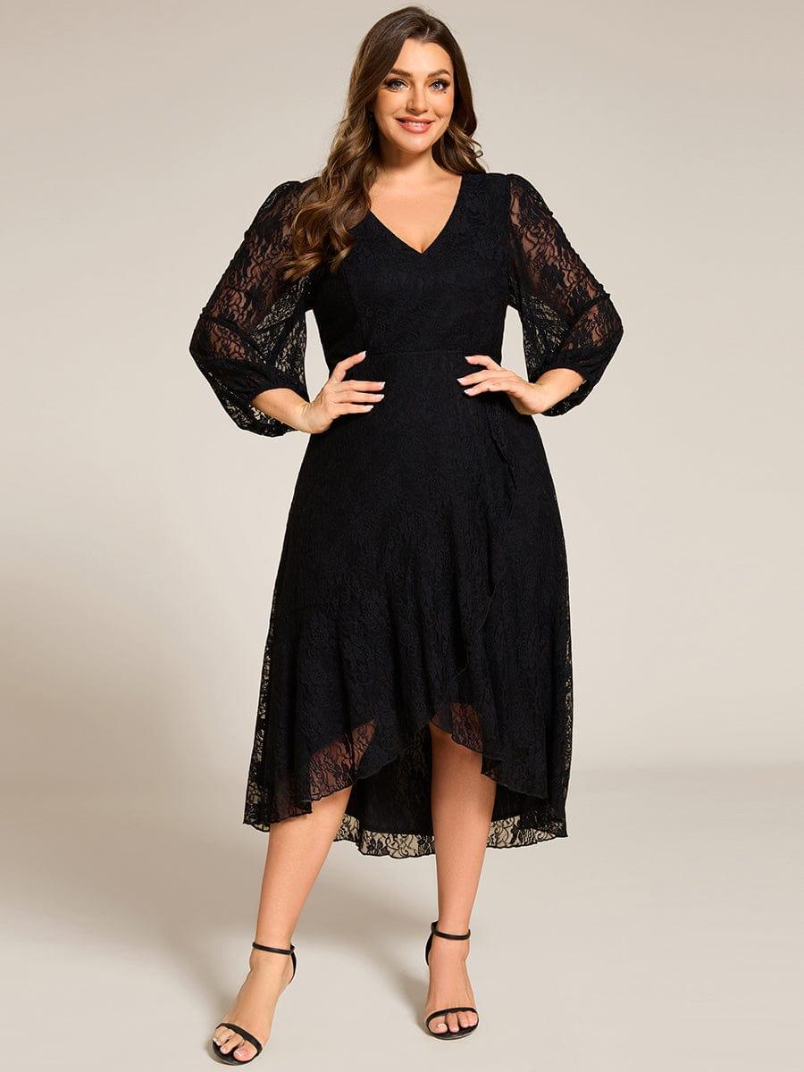 pretty CAMILLE|Plus Size High-Low Lace Wedding Guest Dress(Final Sale)
