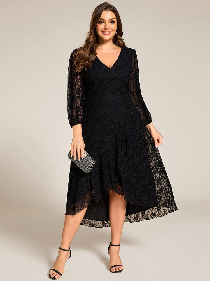 pretty CAMILLE|Plus Size High-Low Lace Wedding Guest Dress(Final Sale)