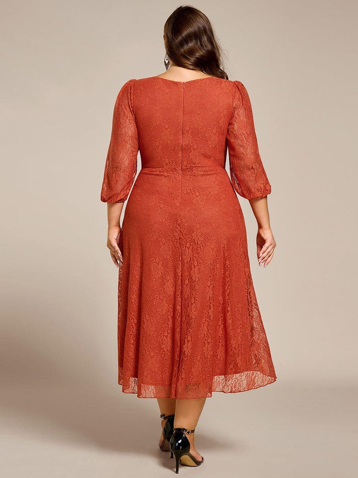 pretty CAMILLE|Plus Size High-Low Lace Wedding Guest Dress(Final Sale)