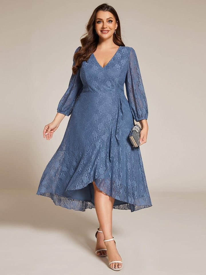 pretty CAMILLE|Plus Size High-Low Lace Wedding Guest Dress(Final Sale)