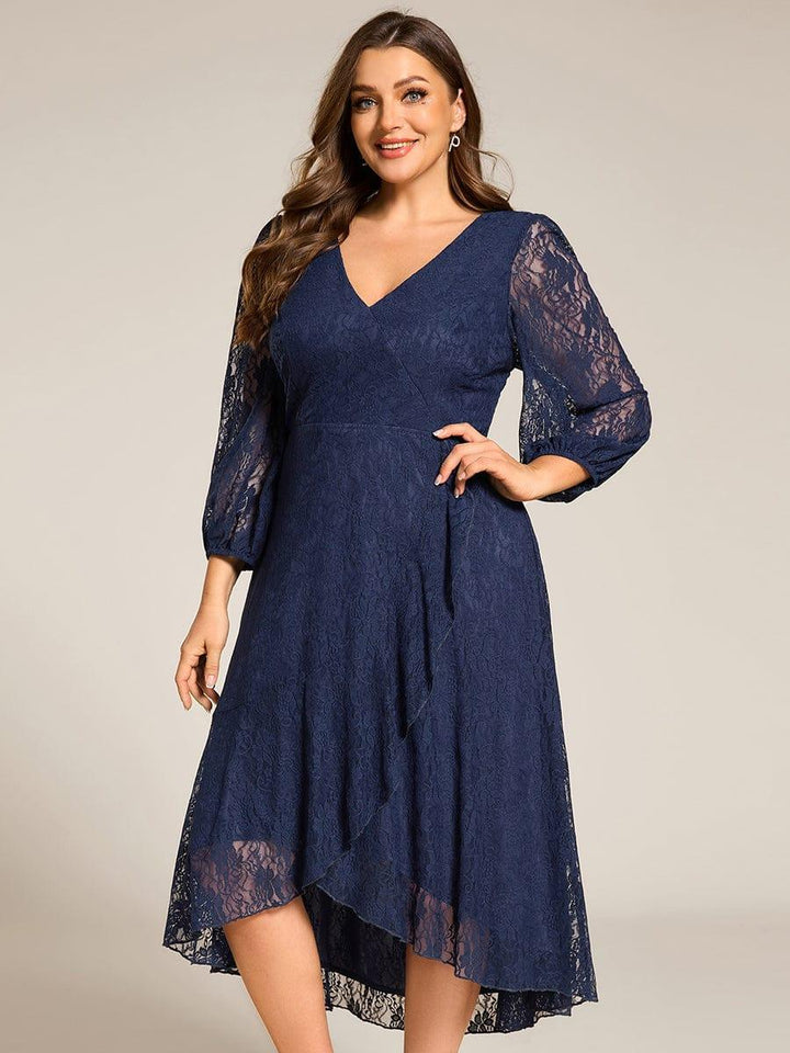 pretty CAMILLE|Plus Size High-Low Lace Wedding Guest Dress(Final Sale)