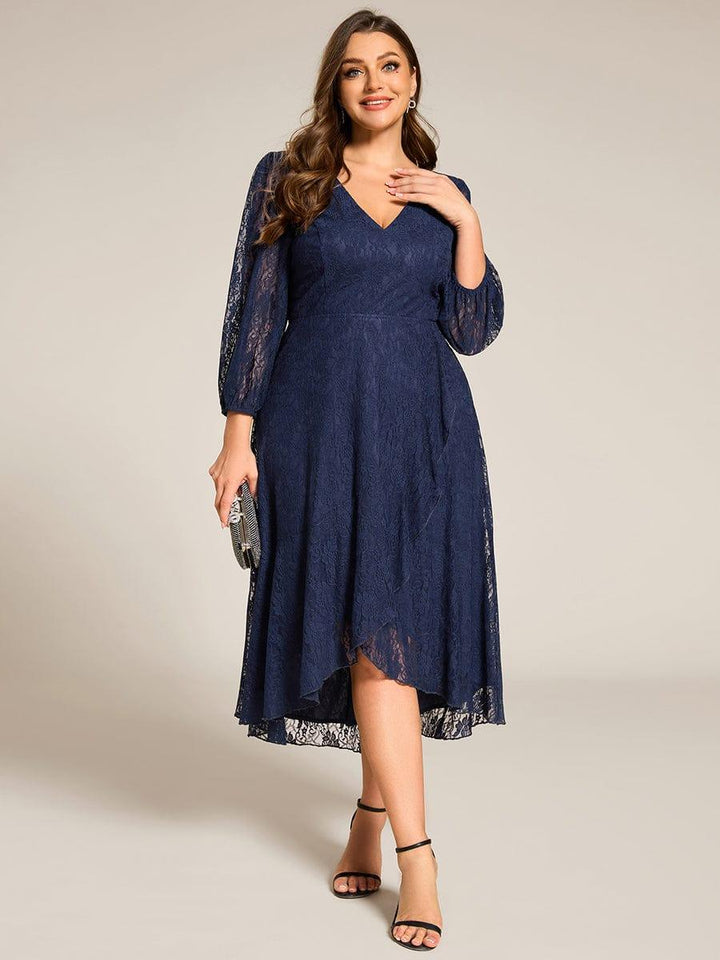 pretty CAMILLE|Plus Size High-Low Lace Wedding Guest Dress(Final Sale)