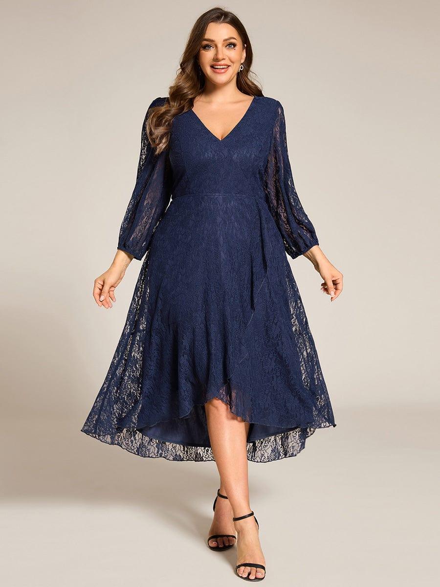 pretty CAMILLE|Plus Size High-Low Lace Wedding Guest Dress(Final Sale)