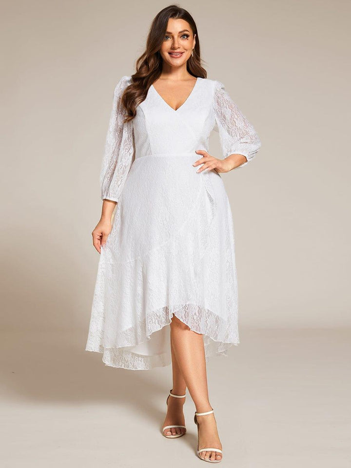 pretty CAMILLE|Plus Size High-Low Lace Wedding Guest Dress(Final Sale)