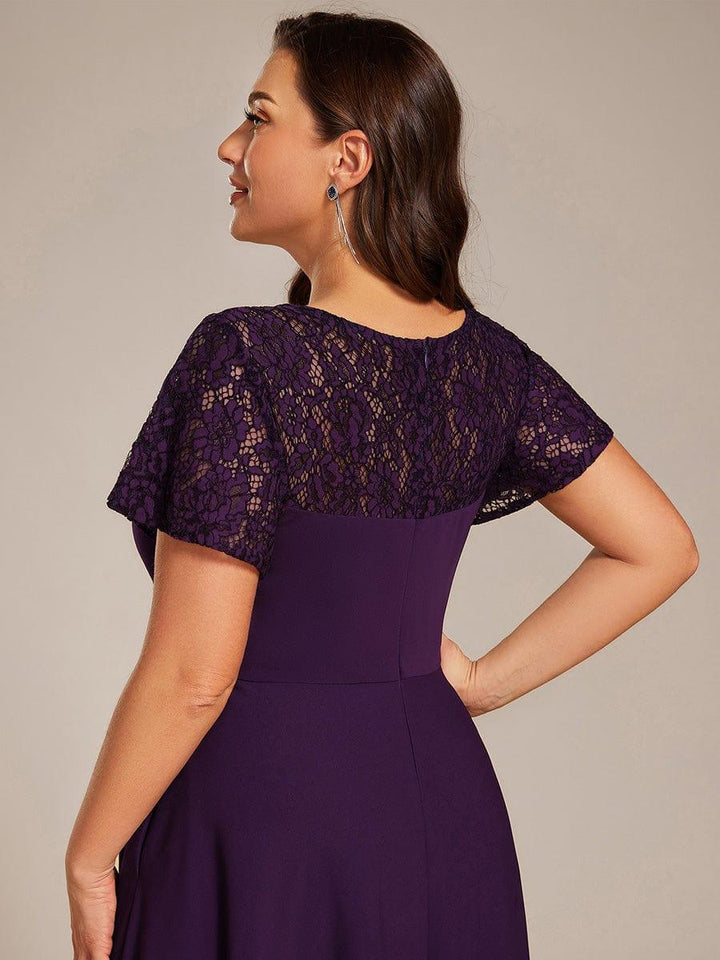 pretty EVIE|Plus Size Hollow Out Midi Wedding Guest Dress With Pockets