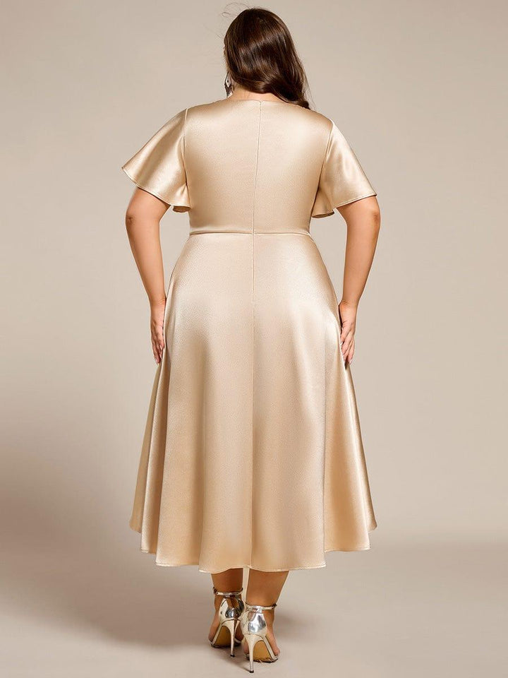 pretty SCARLEN | Plus Size High-Low Satin Guest Dress with Pockets