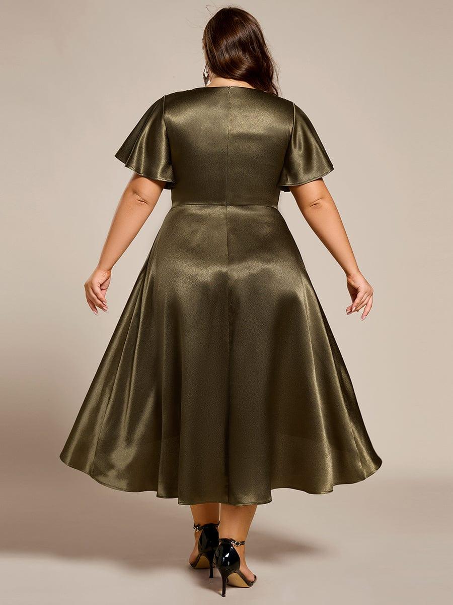pretty SCARLEN | Plus Size High-Low Satin Guest Dress with Pockets