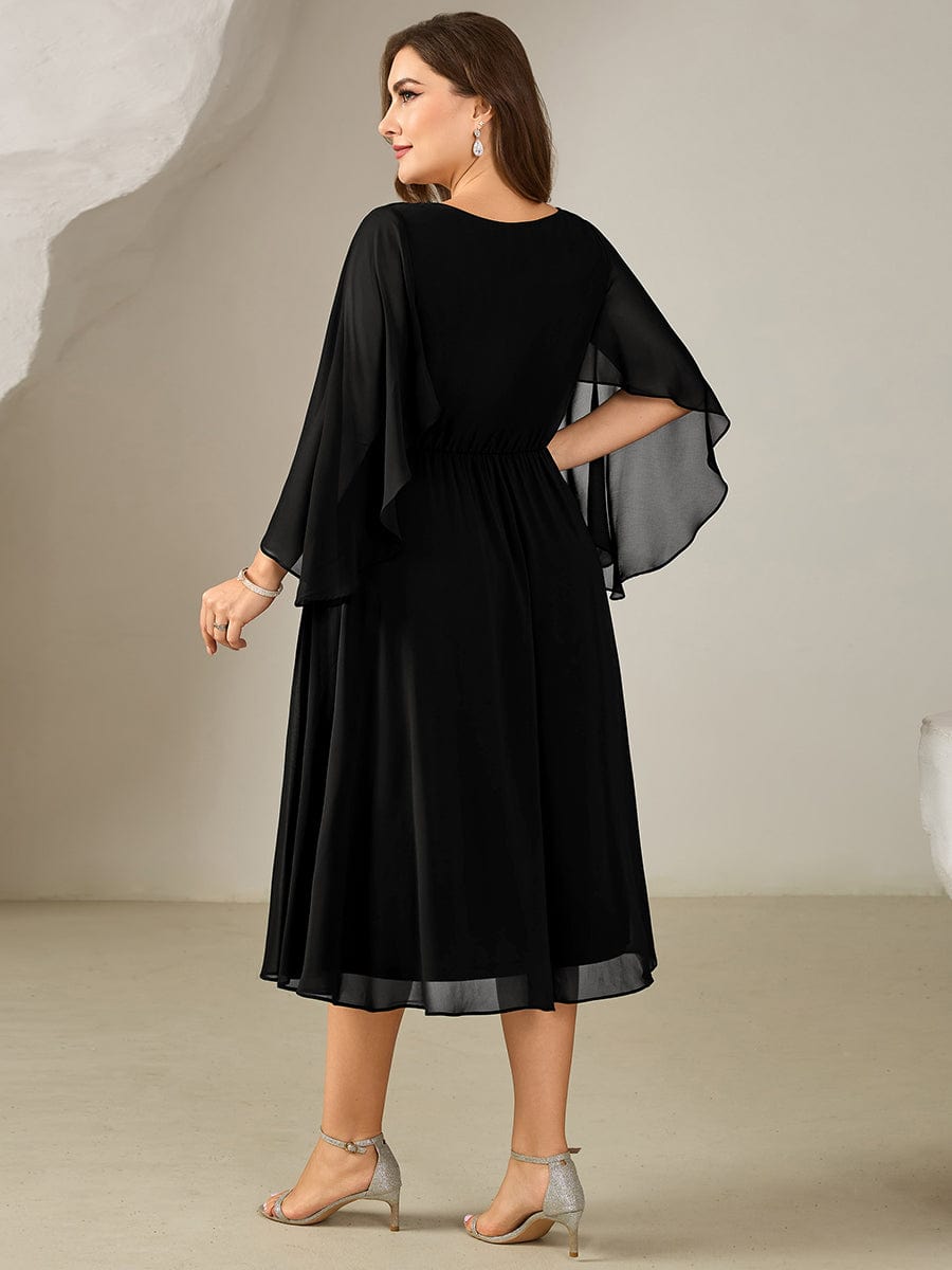 ever WYNN|Plus Size V-Neck Chiffon Wedding Guest Dress