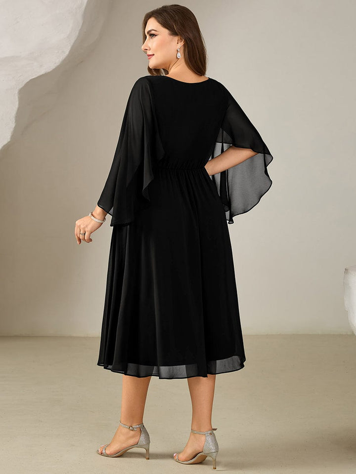 ever WYNN|Plus Size V-Neck Chiffon Wedding Guest Dress