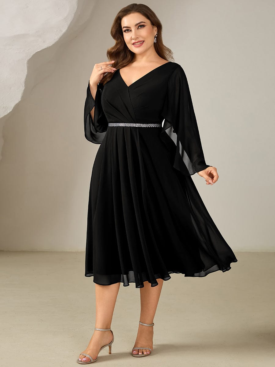 ever WYNN|Plus Size V-Neck Chiffon Wedding Guest Dress