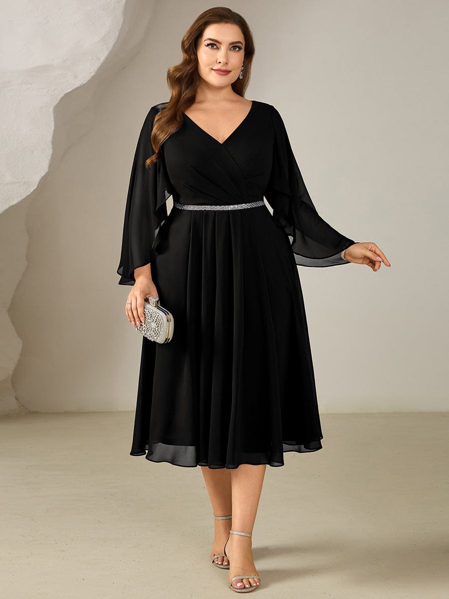 ever WYNN|Plus Size V-Neck Chiffon Wedding Guest Dress