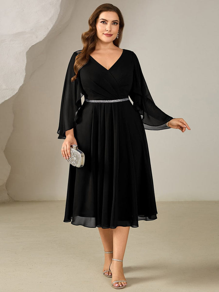 ever WYNN|Plus Size V-Neck Chiffon Wedding Guest Dress