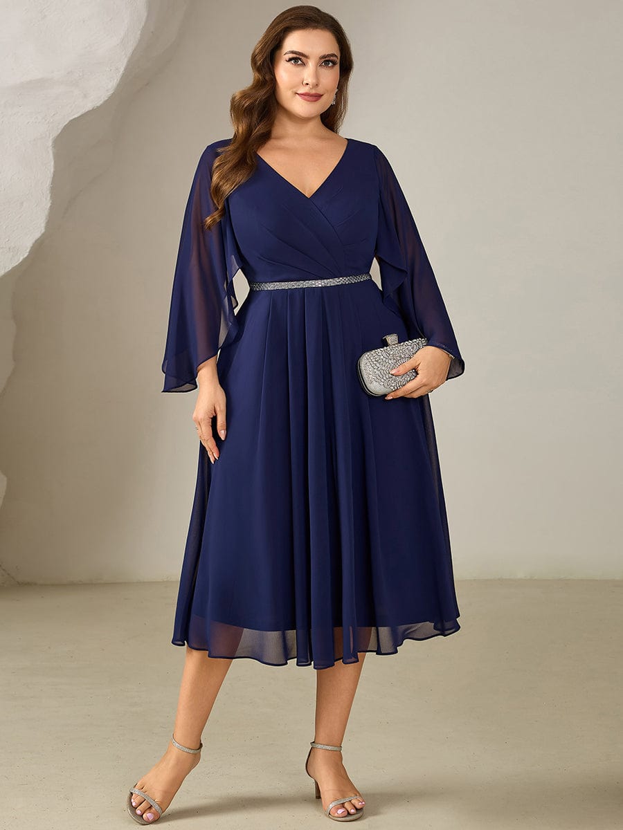 ever WYNN|Plus Size V-Neck Chiffon Wedding Guest Dress