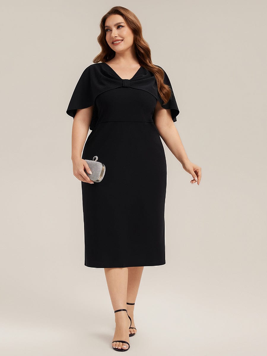 Plus Size Knit Shawl Sleeve Sheath Dress