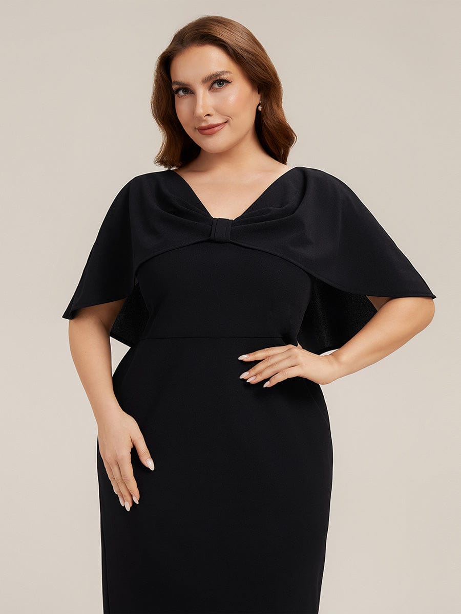 Plus Size Knit Shawl Sleeve Sheath Dress