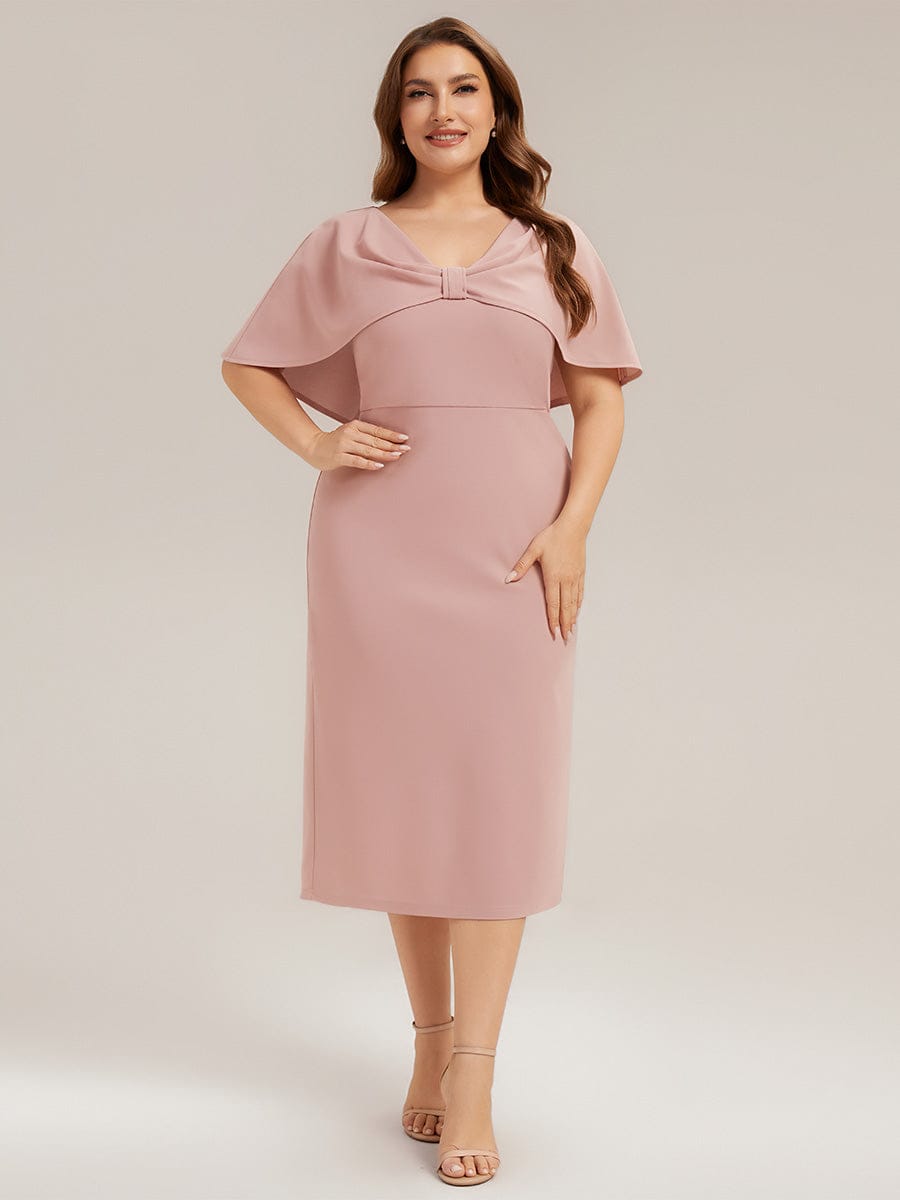 Plus Size Knit Shawl Sleeve Sheath Dress