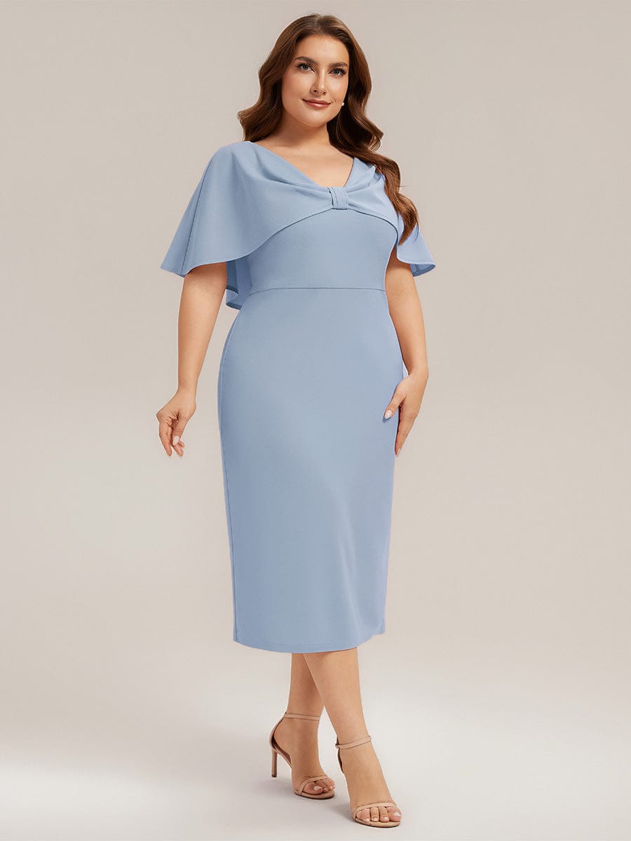 Plus Size Knit Shawl Sleeve Sheath Dress