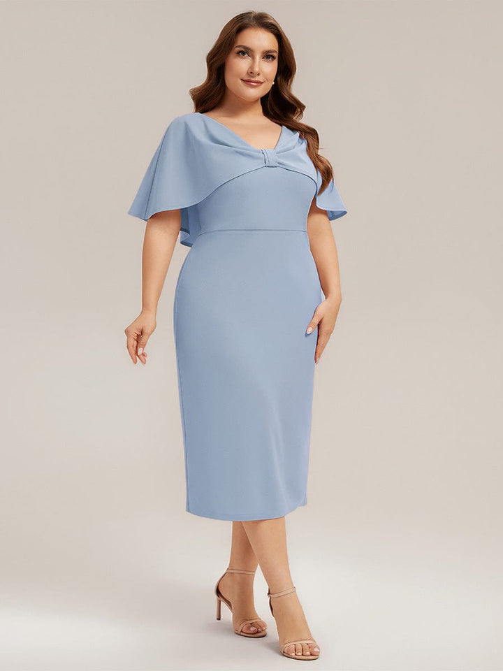 Plus Size Knit Shawl Sleeve Sheath Dress