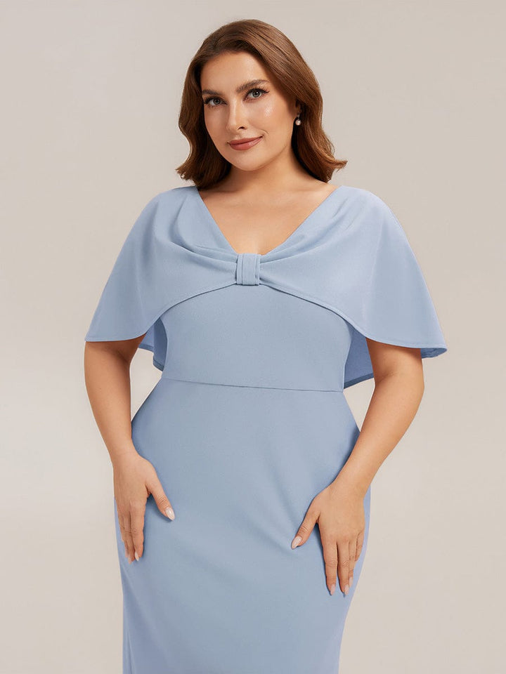 Plus Size Knit Shawl Sleeve Sheath Dress