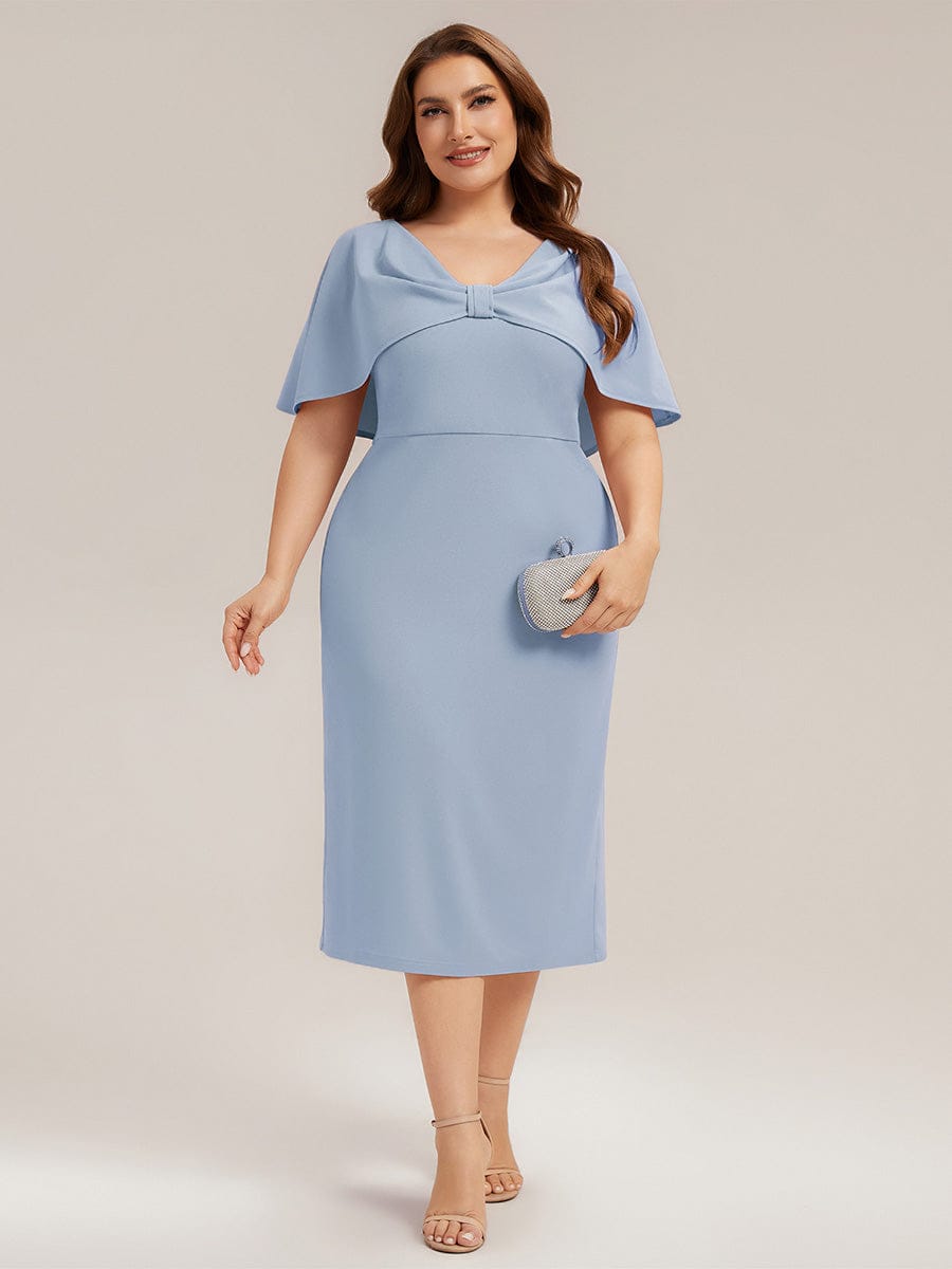 Plus Size Knit Shawl Sleeve Sheath Dress