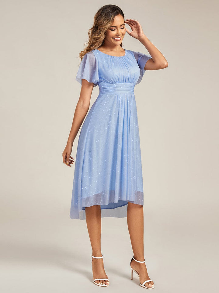 pretty CLARYN|Plus Size Glitter Round Neck Midi Wedding Guest Dress