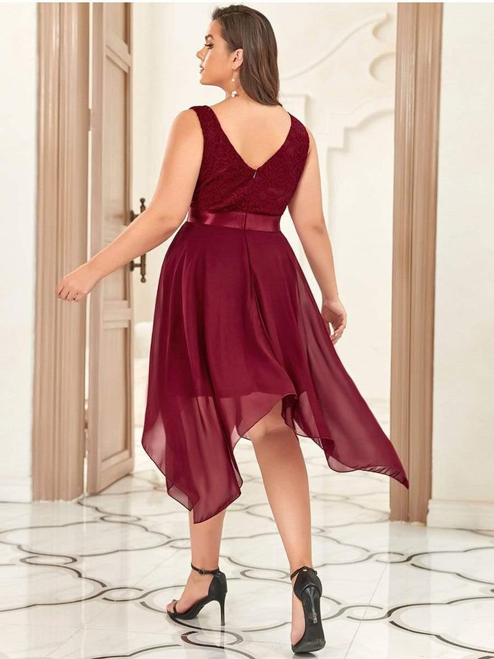 pretty COSTA|Plus Size Stunning V Neck Lace & Chiffon Prom Dress for Women (Final Sale)