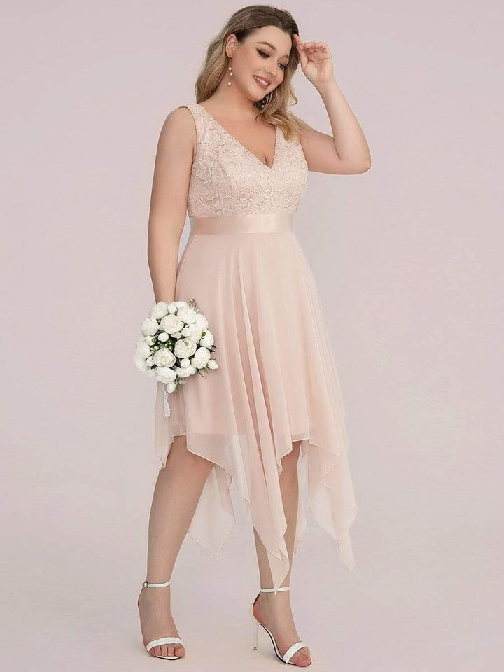 pretty COSTA|Plus Size Stunning V Neck Lace & Chiffon Prom Dress for Women (Final Sale)