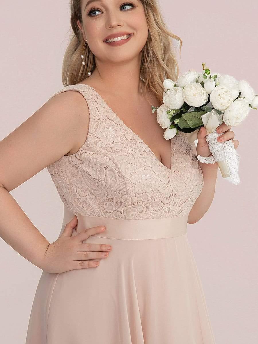 pretty COSTA|Plus Size Stunning V Neck Lace & Chiffon Prom Dress for Women (Final Sale)