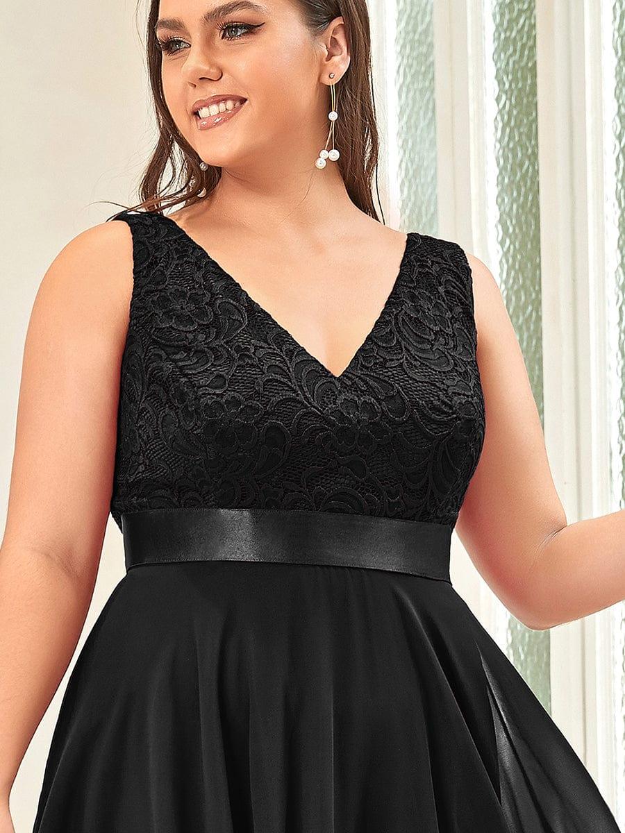 pretty COSTA|Plus Size Stunning V Neck Lace & Chiffon Prom Dress for Women (Final Sale)