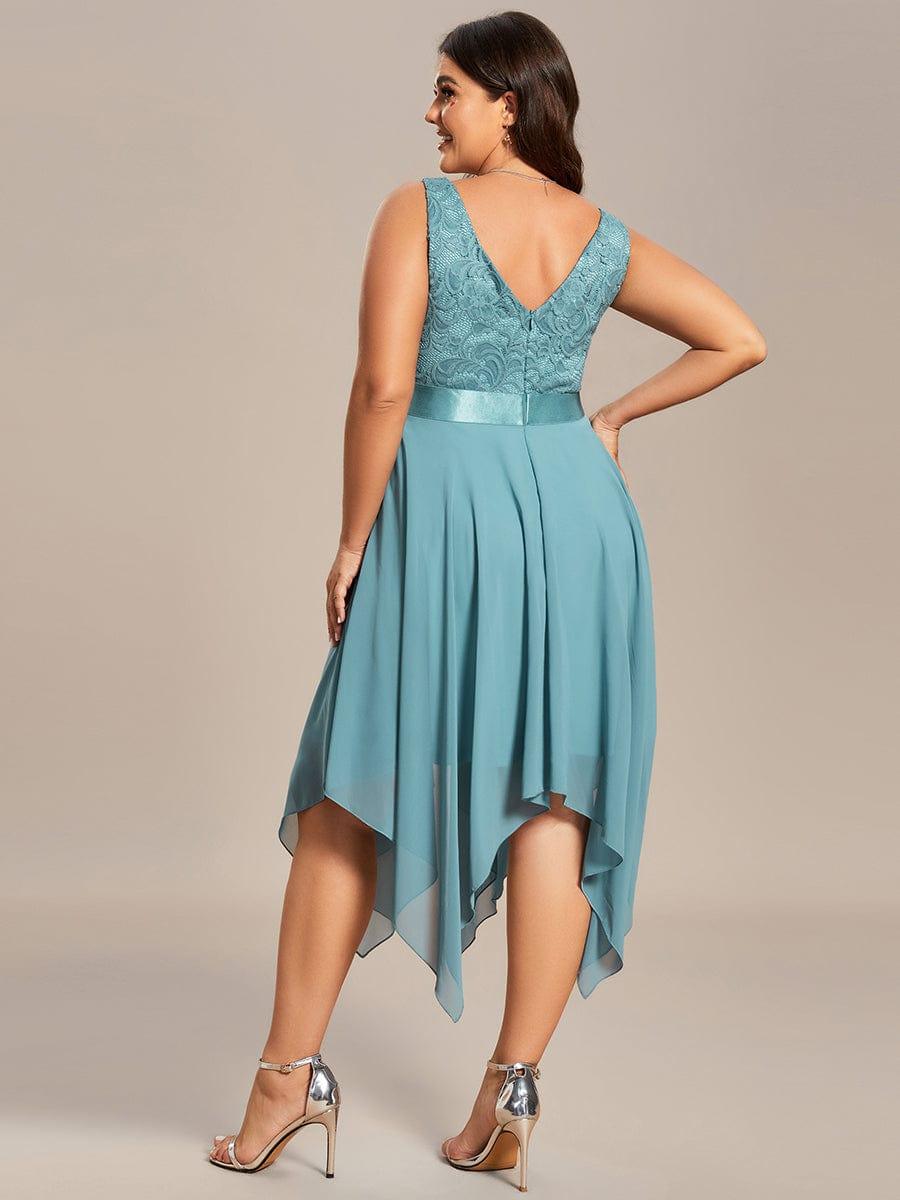 pretty COSTA|Plus Size Stunning V Neck Lace & Chiffon Prom Dress for Women (Final Sale)