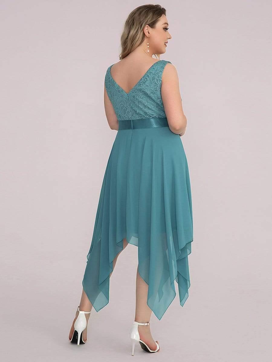 pretty COSTA|Plus Size Stunning V Neck Lace & Chiffon Prom Dress for Women (Final Sale)