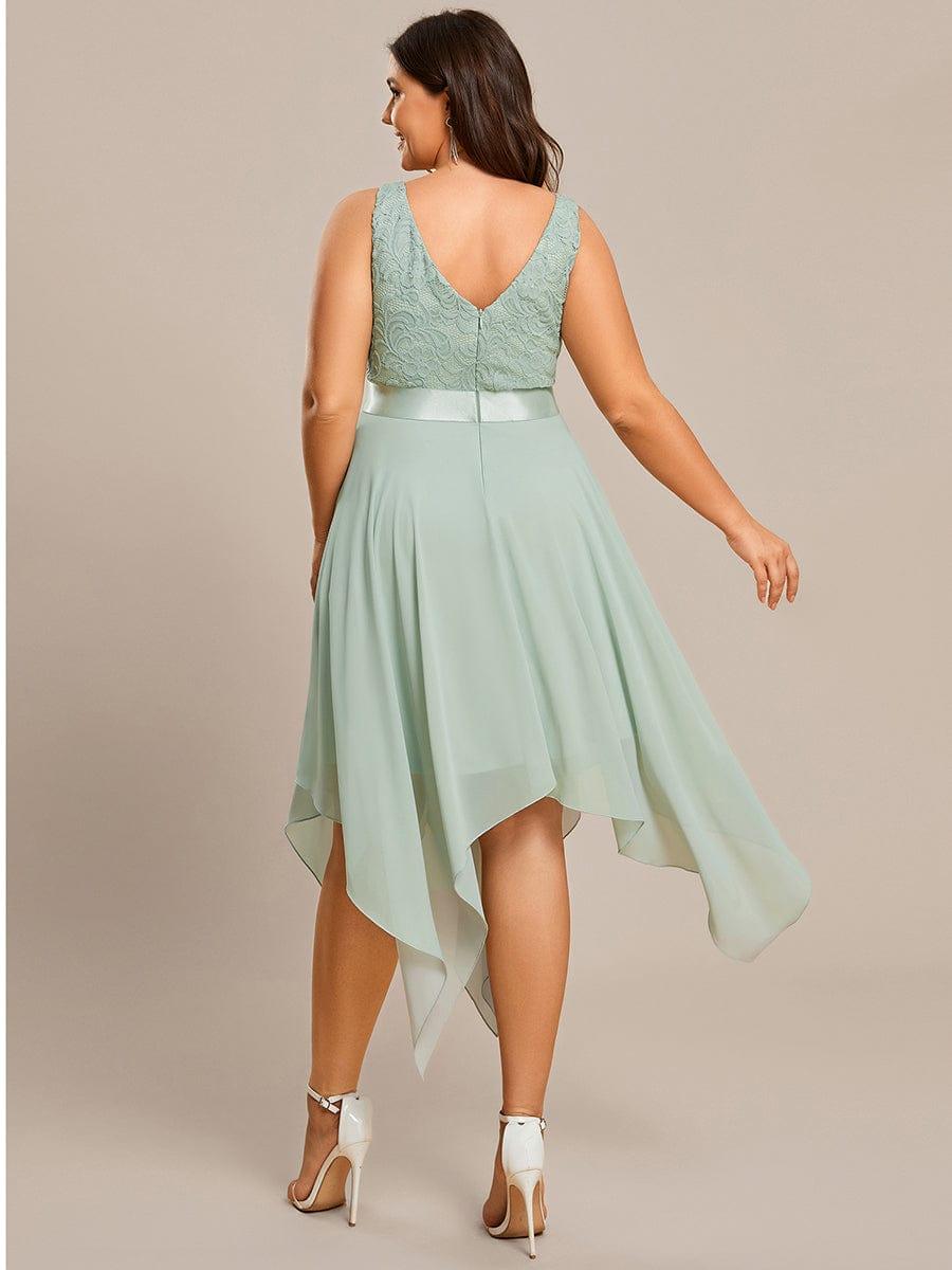 pretty COSTA|Plus Size Stunning V Neck Lace & Chiffon Prom Dress for Women (Final Sale)