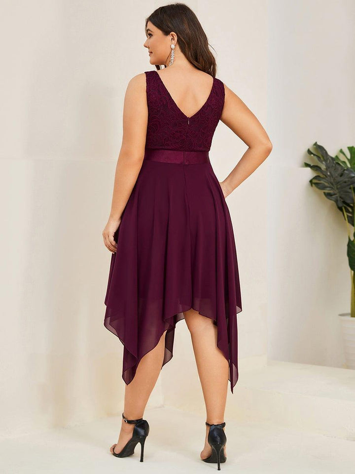 pretty COSTA|Plus Size Stunning V Neck Lace & Chiffon Prom Dress for Women (Final Sale)