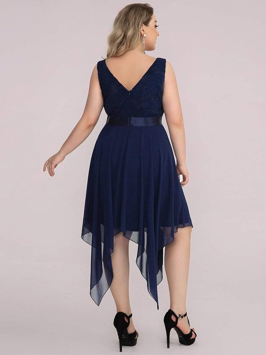 pretty COSTA|Plus Size Stunning V Neck Lace & Chiffon Prom Dress for Women (Final Sale)