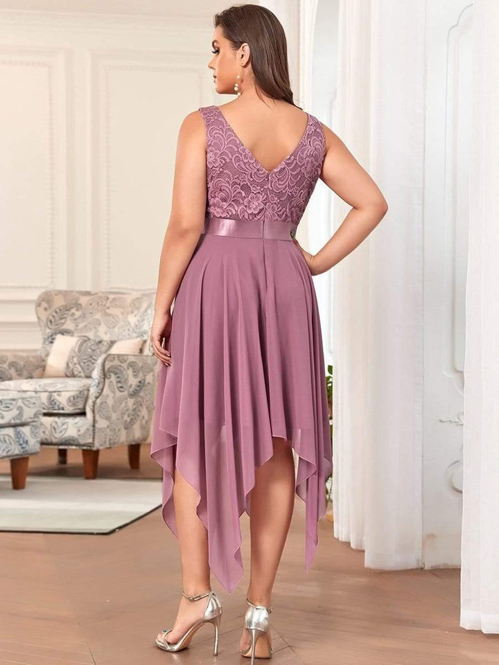 pretty COSTA|Plus Size Stunning V Neck Lace & Chiffon Prom Dress for Women (Final Sale)