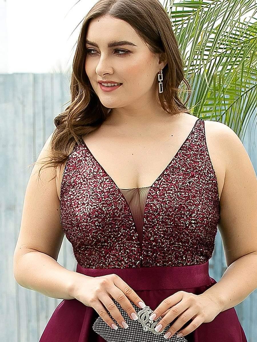 pretty ALYNA|Sparkly Plus Size Prom Dresses for Women with Irregular Hem (Final Sale)