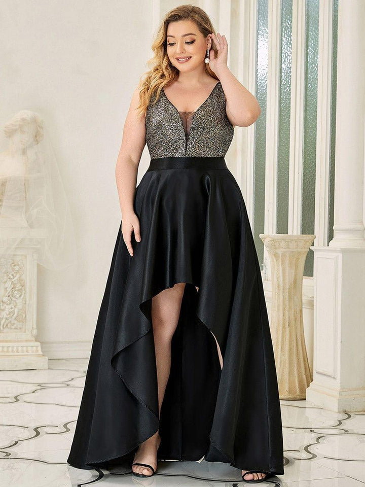 pretty ALYNA|Sparkly Plus Size Prom Dresses for Women with Irregular Hem (Final Sale)