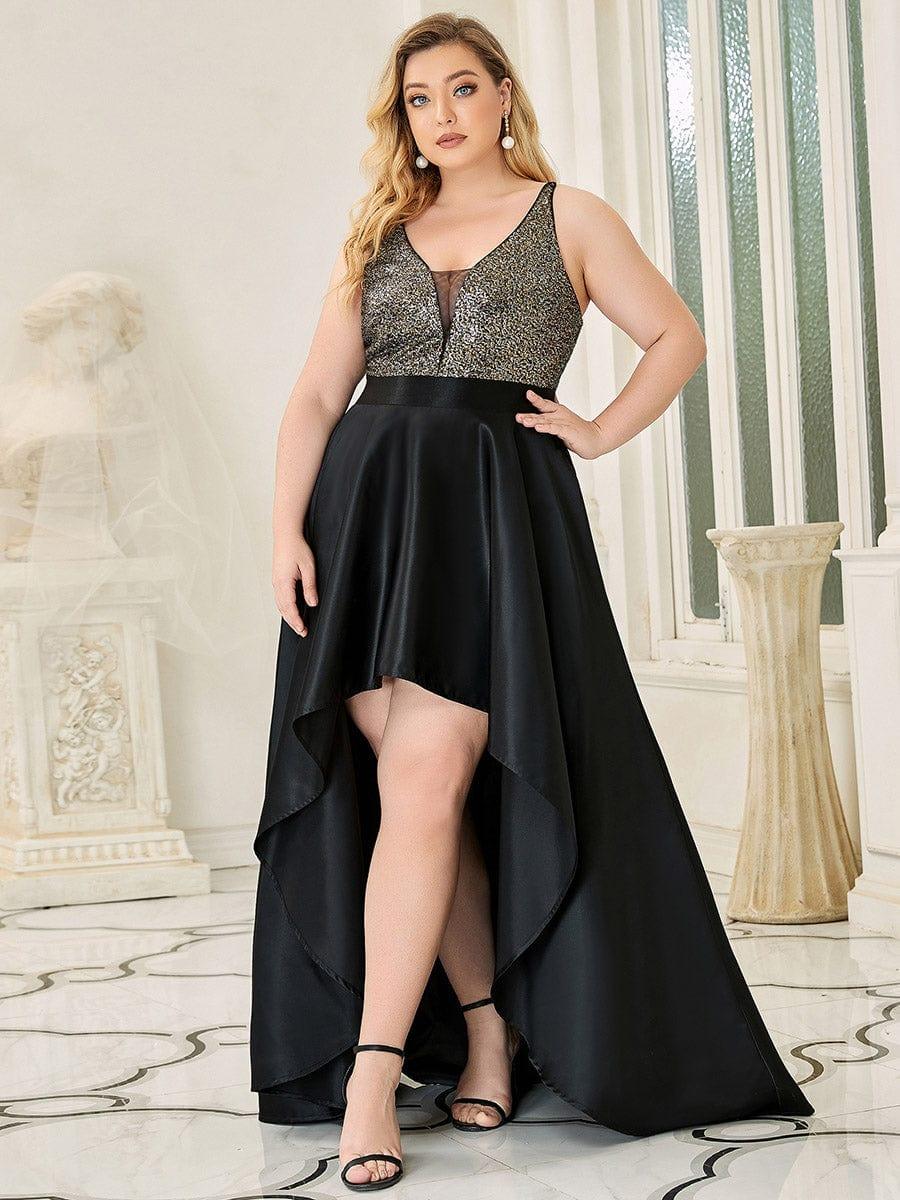pretty ALYNA|Sparkly Plus Size Prom Dresses for Women with Irregular Hem (Final Sale)