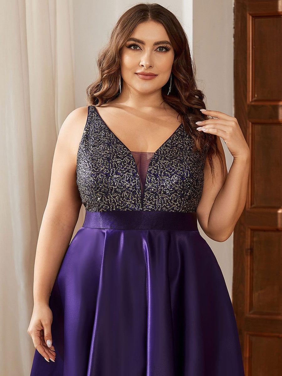 pretty ALYNA|Sparkly Plus Size Prom Dresses for Women with Irregular Hem (Final Sale)