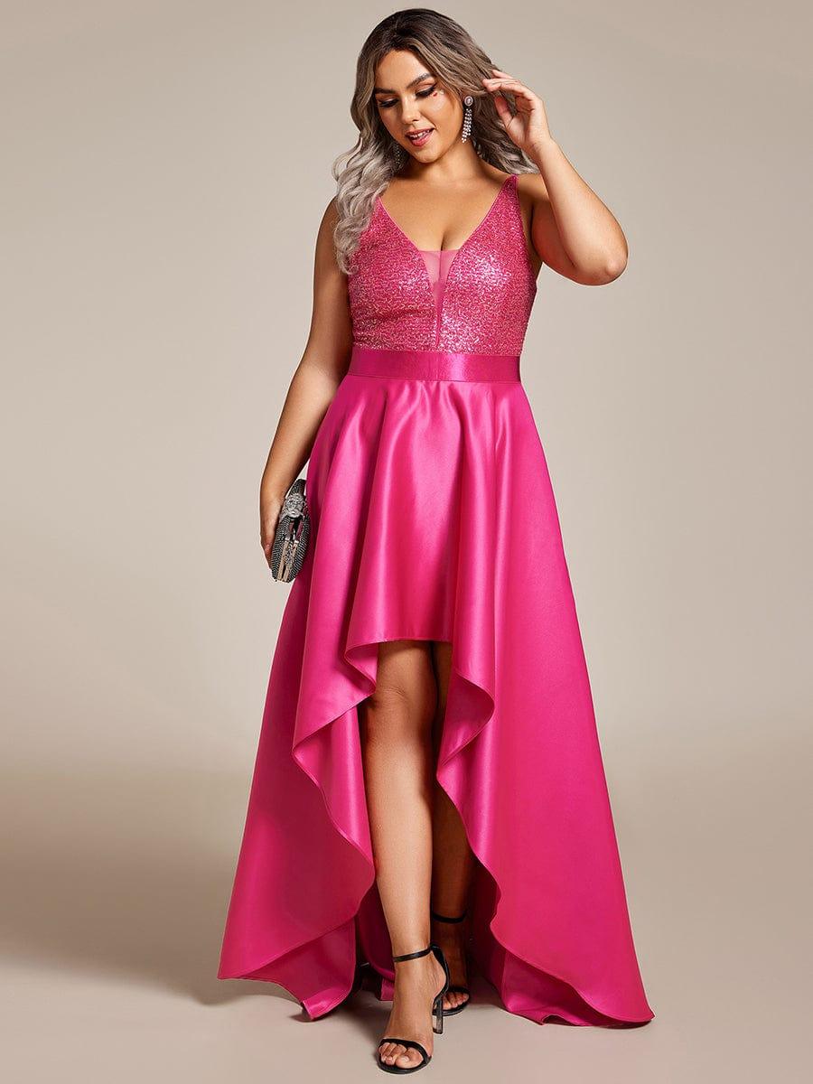pretty ALYNA|Sparkly Plus Size Prom Dresses for Women with Irregular Hem (Final Sale)