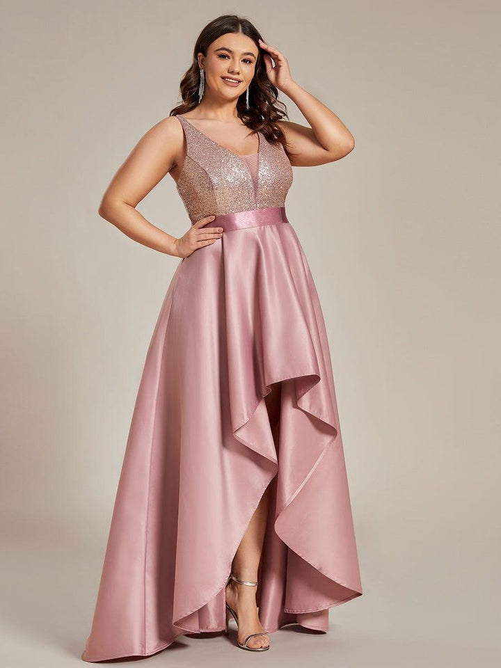 pretty ALYNA|Sparkly Plus Size Prom Dresses for Women with Irregular Hem (Final Sale)