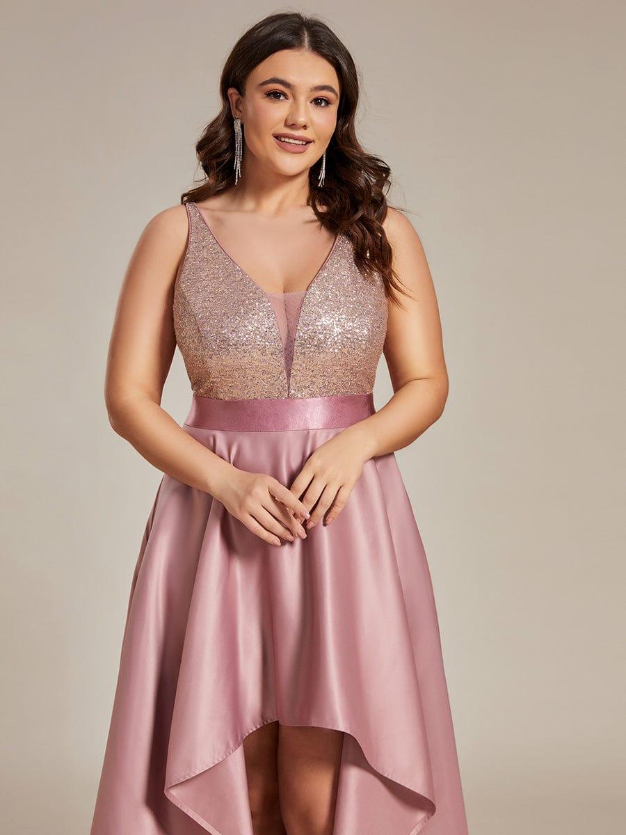 pretty ALYNA|Sparkly Plus Size Prom Dresses for Women with Irregular Hem (Final Sale)
