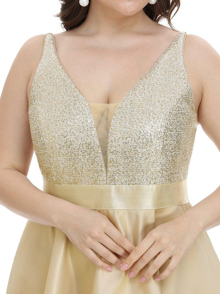 pretty ALYNA|Sparkly Plus Size Prom Dresses for Women with Irregular Hem (Final Sale)