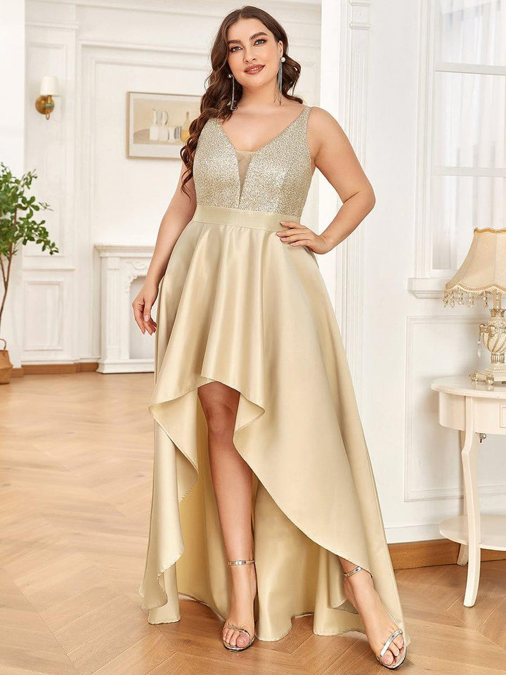 pretty ALYNA|Sparkly Plus Size Prom Dresses for Women with Irregular Hem (Final Sale)