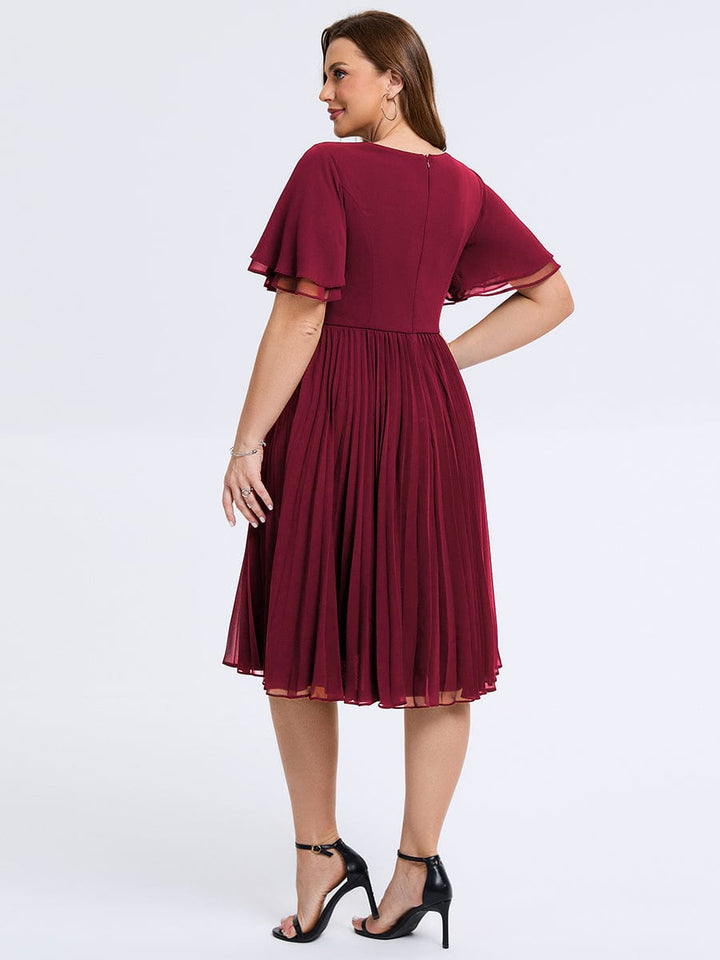 pretty TALIENNE|Plus Size Pleated Midi Wedding Guest Dress